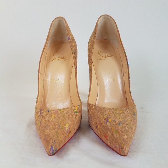Christian Louboutin So Kate 120 Cork Multicolor Foil Heels SIZE 36.5 Dust Bag - Picture 5 of 16